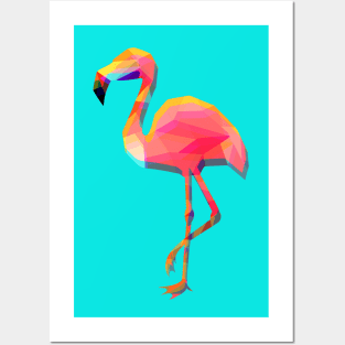 Geometric flamingo Posters and Art